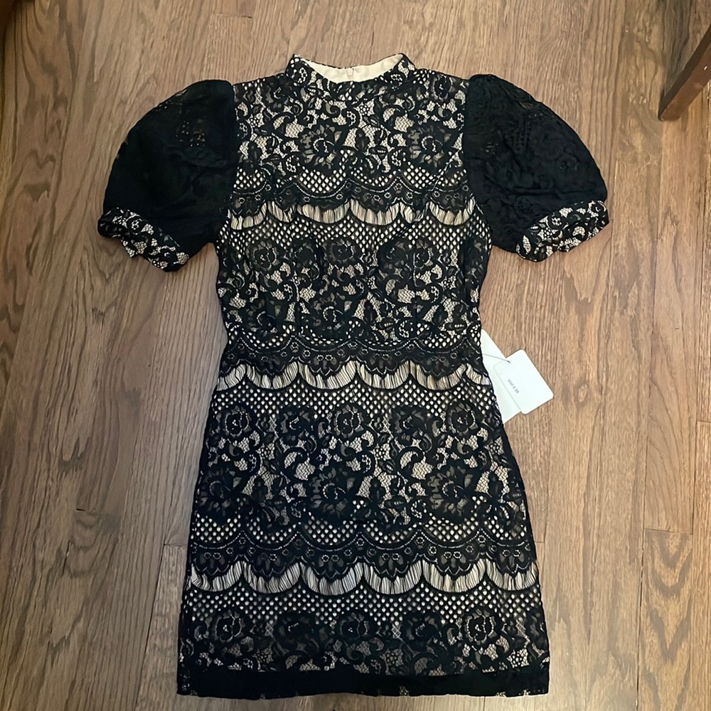 Black lace mini dress